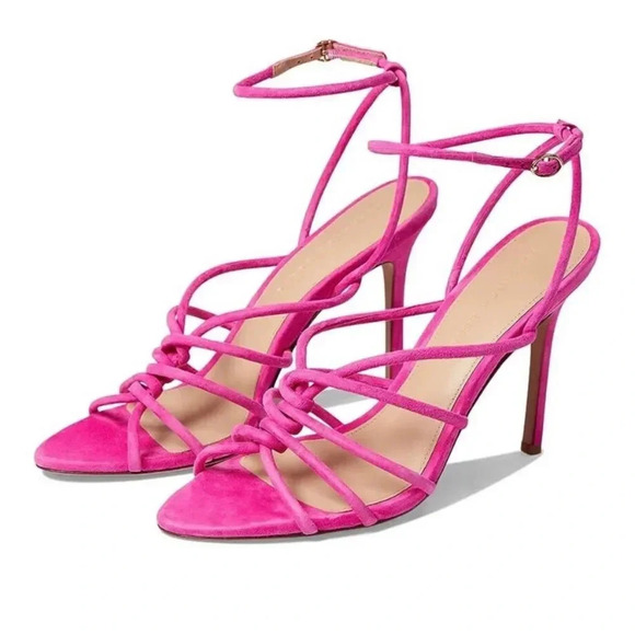 Veronica Beard Aneesha Suede Strappy Sandal in Pink Size 10 NEW - Picture 2 of 13